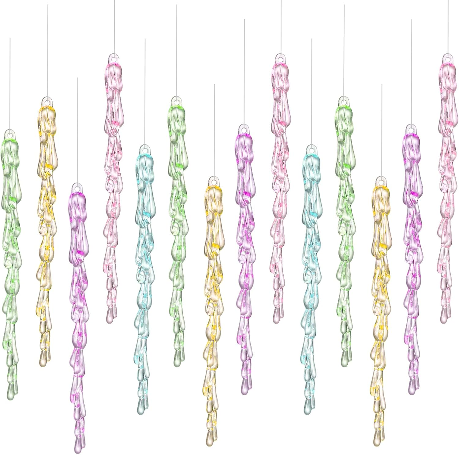 25 Pcs Pastel Candy Christmas Ornaments 5.25‘' Pastel Icicle Decoration for Chri