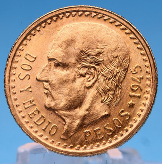 Mexico 2 5 Pesos 1945 Hidalgo 2 0833 Gramm 900 Gold Vz (6)