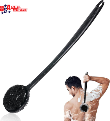 #ad Silicone Back Scrubber for Shower 17In Lengthen Long Handle Body Brush Double $23.10