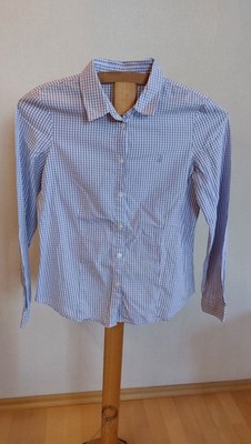 * Benetton * Bluse * Gr. 146/152 * Baumwolle * hellblau-weiß * karriert * Vichy*