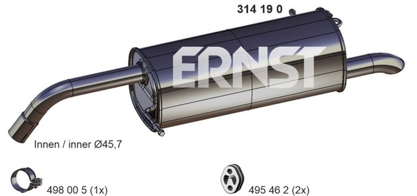 EndschalldäMpfer NachschalldäMpfer Ernst 314190 FüR Ford MAX JK Ecoboost-image