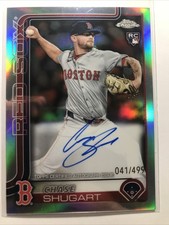Chase Shugart 2025 Topps Chrome #RA-CS ROOKIE RC REFRACTOR AUTO SP RED SOX /499
