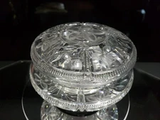 Powder Jewelry Jar Box Lid Vanity American Brilliant period Cut Glass Crystal