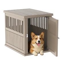 Weatherproof Resin Dog Crate Functional End Table Indoor Outdoor