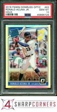2018 PANINI DONRUSS OPTIC HOLO PRIZM #63 RONALD ACUNA JR. RC RATED ROOKIE PSA 10