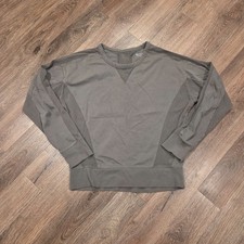 Athleta Cruise Sweatshirt Women Small S Olive Green Long Sleeve Mesh Pullover