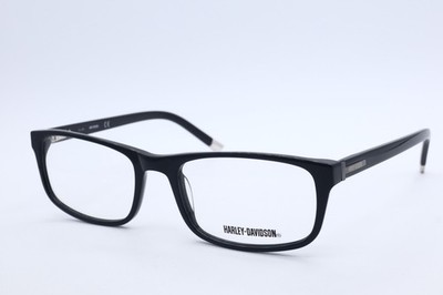 HARLEY-DAVIDSON HD 458 BLK Rectangle Shinny Black Eyeglasses Clear Lenses 57mm