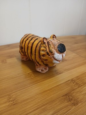 Vintage ENESO Handcrafted Clay Whimsical Safari Tiger Figurine 1976
