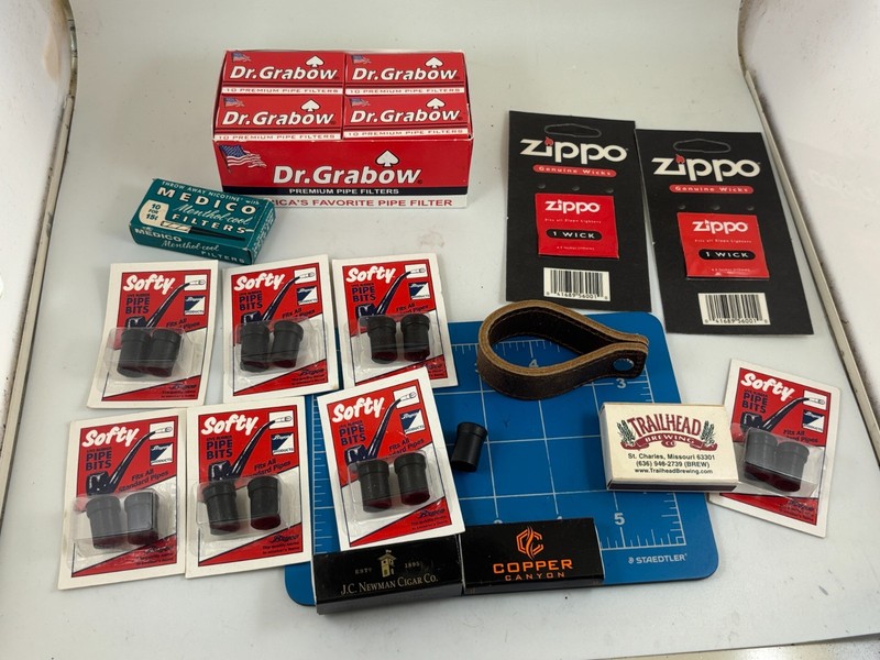 Judd's Lot of Mixed Lot of Pipe Related Items - Filters Mouthpiece Covers & More