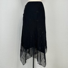 Vintage Y2K Whimsigoth Fairy Grunge Silk Blend Skirt Sz L Burnout Asymmetrical