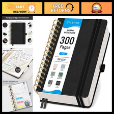 Spiral Graph Paper Notebook - 300 Pages, A5 Thick Grid Journal for Writing Eng