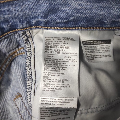 Levis Women's 27x29 High Waisted Straight Blue Denim Jeans Distressed - Picture 12 of 18