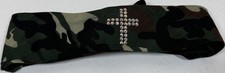 Women's Camo Headband Rhinestone Cross Stretch Hair Wrap Army Green Brown Black
