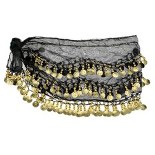 Belly Dance Hip Scarf 57  x 11  , Women's Belly Dance Skirt , Black