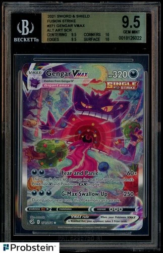 2021 Pokemon SWSH Fusion Strike Secret #271 FA Gengar VMAX BGS 9.5 GEM MINT