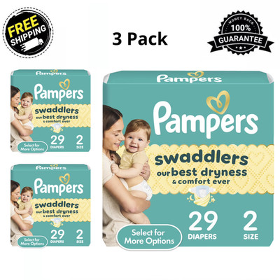 (3 Pack) Pampers Swaddlers Baby Diapers No scent, Size 2 (10-22 lbs), 29 Count