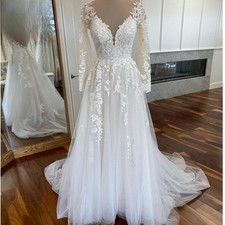 Fashion Wedding Dresses New Vestido De Noiva Long Sleeves Chapel Train Gelinlik