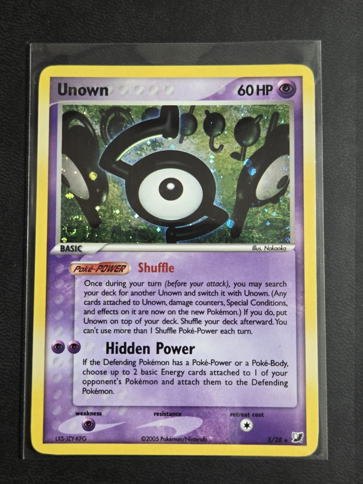 Pokemon Tcg card Unown S/28 Unseen Forces NM HOLO