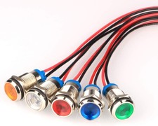 5pcs 10mm AC/DC LED Metal Indicator Light Waterproof