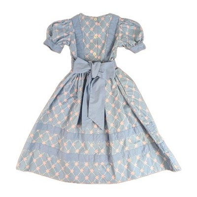 Laura Ashley Girls 3/4 Vintage 1980s Dress Blue Pink Cottagecore Great Britain