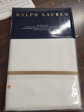 Ralph Lauren Palmer Euro Sham 115 White / Burnished Chamois NIP Pillow Case New