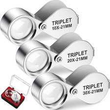 3 Pieces Jewelers Eye Loupe Set 10X 20X and 30X Pocket Jewelry Loupe ...