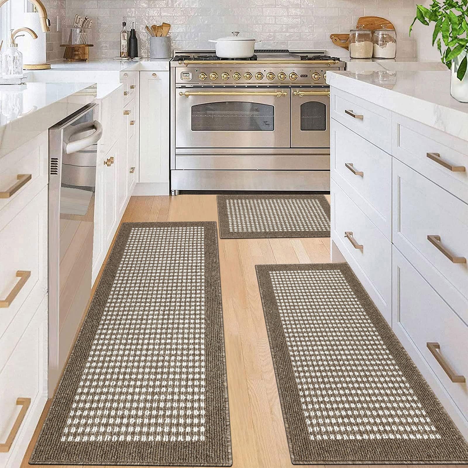 3-Piece Minimalist 3D Lattice Non-Slip Kitchen Mat Set
