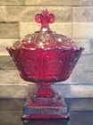 Fenton 2970RN Red Carnival 8 1/2 Candy Signed By Mike Fenton #985 RARE 1995