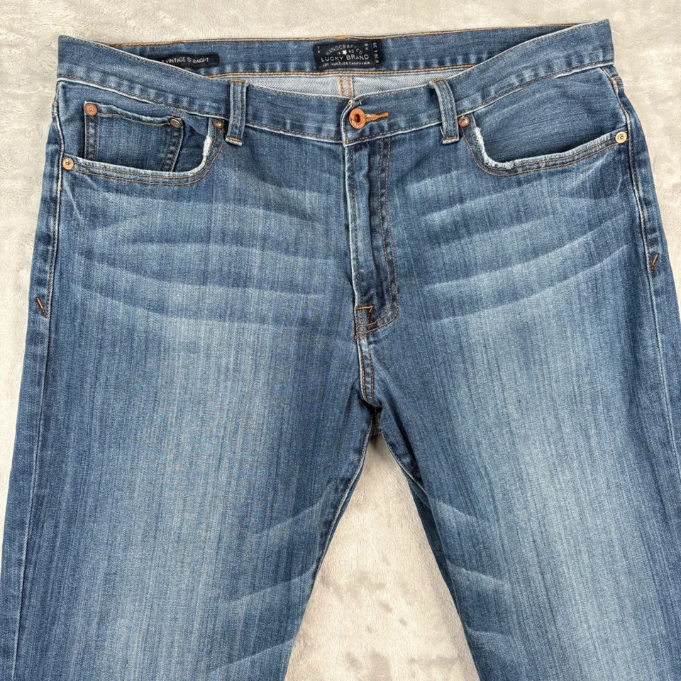 Lucky Brand 363 Vintage Straight 36x30 (Fits 37x29) Jeans Men's Blue Medium Wash - Image 2 of 4