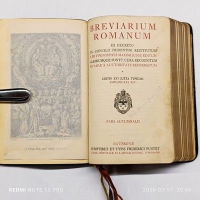 Antique Breviarium Romanum Latin Catholic Breviary Pars Autumnalis