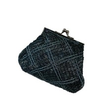 Cache Vtg Beaded Clutch Blue Silver Shoulder Strap Small Purse Handbag Evening