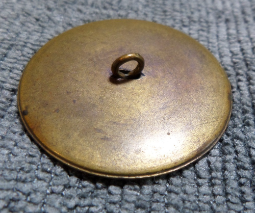 Antique Metal Faceted Steel Picture Button Flying Bird Flowers - Picture 4 of 4