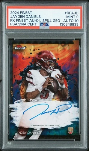 2024 Finest Jayden Daniels Auto /10 Oil Spill Geo Refractor RFA-JD PSA 9 AUTO 10