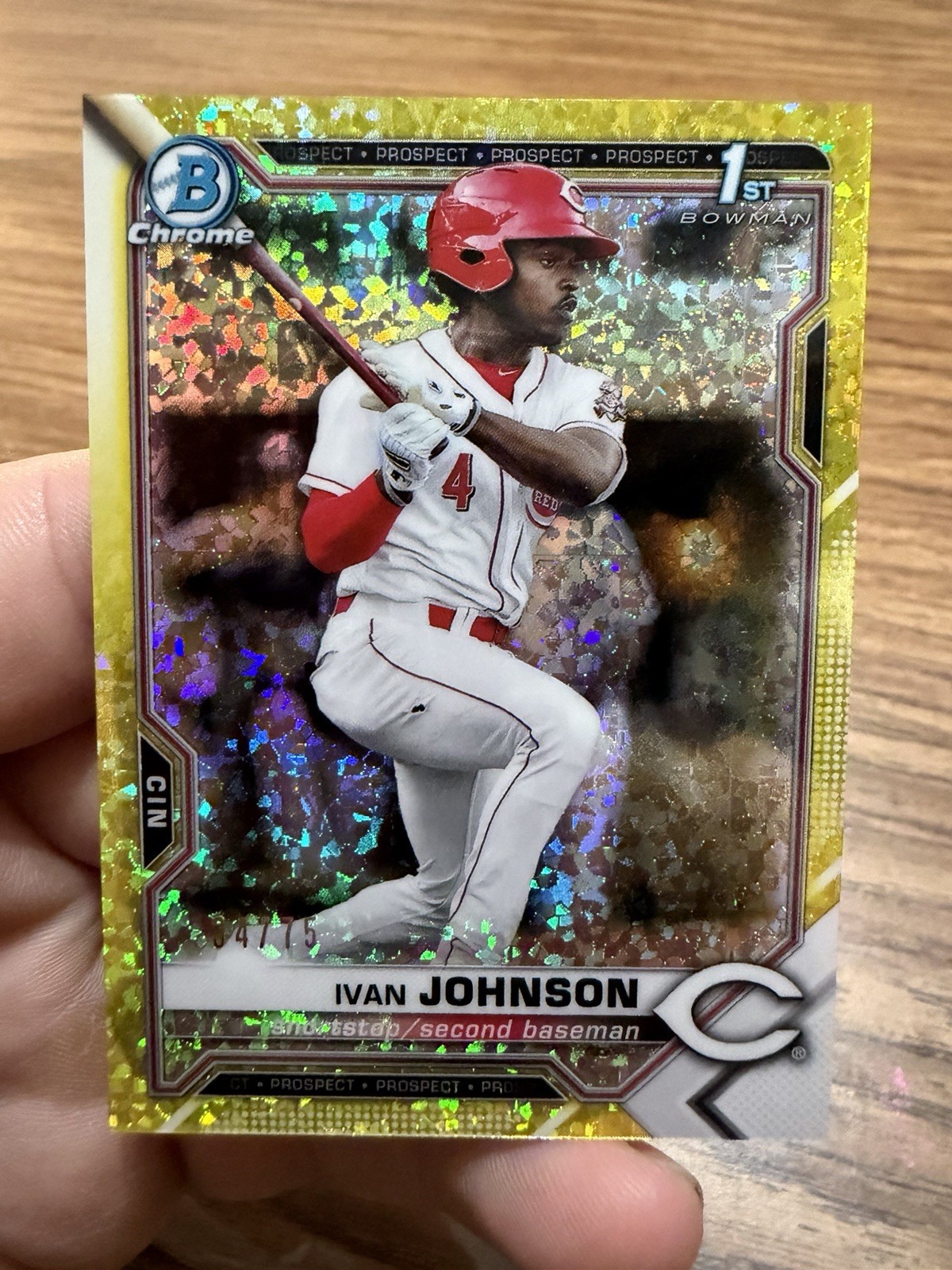 2021 1st Bowman Chrome BCP-149 Yellow Speckle Refractor Ivan Johnson #34/75🔥⚾️