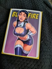 Vv FanArt Card aceo Print 2.5x3.5" Waifu Limited Ed DC Blackfire Teen Titans