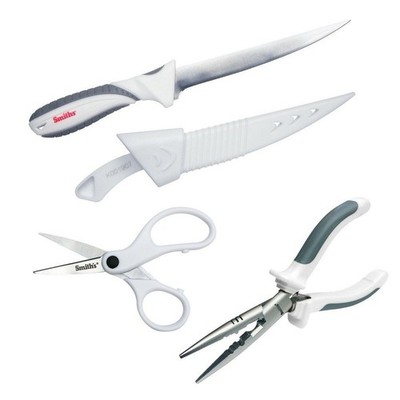 Smith's Sharpeners Lawaia White Pliers Knife Scissors Fishing Tool Set - 51237