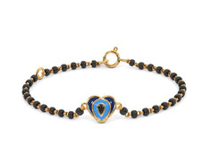 5 Inch Hearti Evil Eye Nazariya Infant Bracelet 925 Silver Gold-Plated Baby/Kids