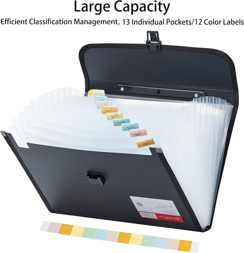 Legal Size 13 Pocket Accordian File Organizer Expanding Legal, Black-2 - Picture 3 of 6