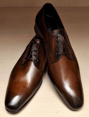 New Handmade Derby Casual Brown Formal Office Casual Men Leather Dress Shoes
