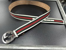 Gucci Interlock GG Leather Belt Web Green Red White size 42.
