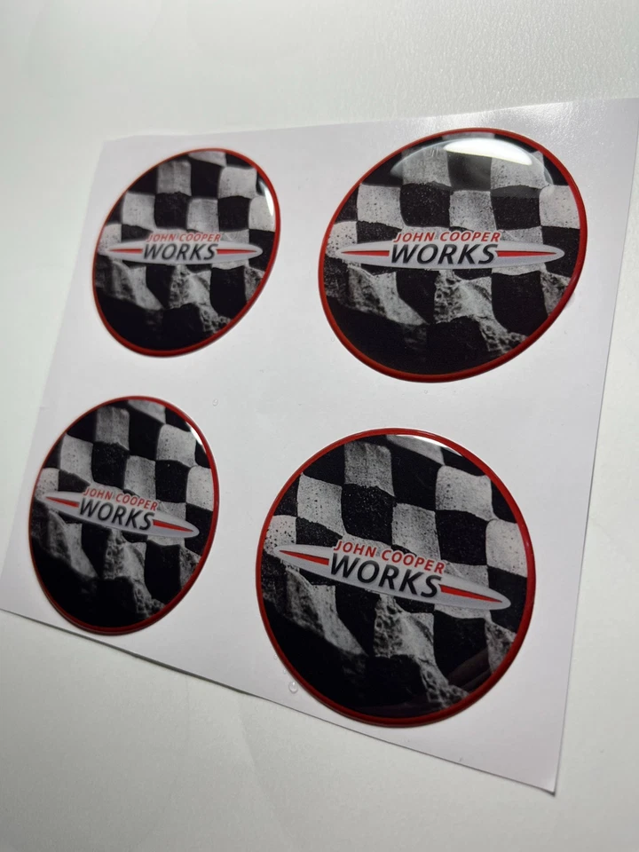 Juego de 4 calcomanías de emblema de tapa central de resina abovedada 3D MINI Cooper Foto 3 de 3