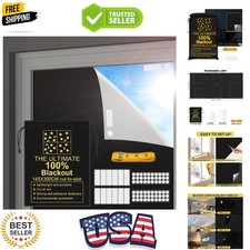 Portable Blackout Shades 118" x 57" Travel Window Blackout Curtains, 100 Bla...