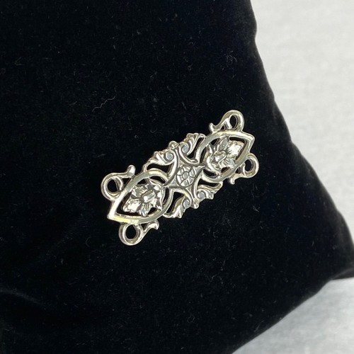 VTG Sterling Silver 925 1.18" Very Dainty Rectangular Scrollwork Floral Brooch - Picture 11 of 17