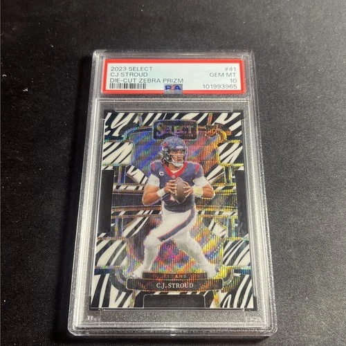 2023 Panini Select Die Cut Zebra Prizm CJ Stroud RC SSP Rookie #41 PSA 10