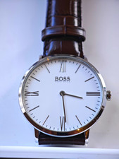 BOSS Men's Quartz Analogue Watch White Dial Brown Leather Strap HB.286.1.14.2893