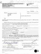 Chris Elliott Signed 1984 NBC Letterman Contract Beckett