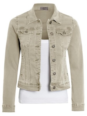 Damen Jeansjacke Jeans Stretch Premium Jacken Stein Beige Größe 10 12 14 8