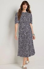 FREEMANS Leopard Dress in Navy UK 12 (fm249-17)