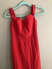 Camille La Vie Prom Dress red maxi fit flare sheer crochet 90s elegant sz 2