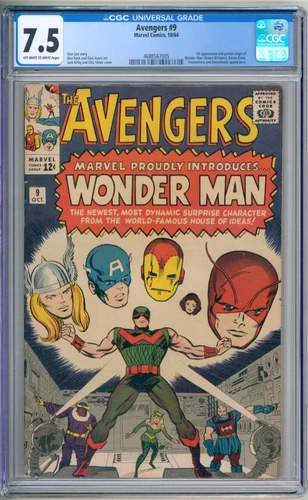 Avengers 9 CGC Graded 7.5 VF- 1st Wonder Man Marvel Comics 1964